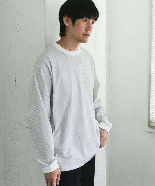 URBAN RESEARCH DOORS(アーバンリサーチドアーズ)の「クイックドライロングスリーブTシャツ(Tシャツ/カットソー・メンズ・ライトベージュ/ブラック系その他/ホワイト系その他・MEDIUM/LARGE)」の9枚目の写真