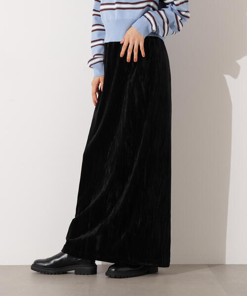 N.(N. Natural Beauty Basic)(エヌエヌナチュラルビューティーベーシック)の「【PS/低身長サイズ】ベロアナローマキシスカート(スカート・レディース・オリーブ/ブラック/ライトグリーン・P/S/MEDIUM)」の7枚目の写真