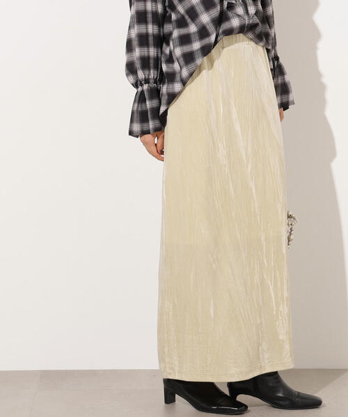 N.(N. Natural Beauty Basic)(エヌエヌナチュラルビューティーベーシック)の「【PS/低身長サイズ】ベロアナローマキシスカート(スカート・レディース・オリーブ/ブラック/ライトグリーン・P/S/MEDIUM)」の17枚目の写真