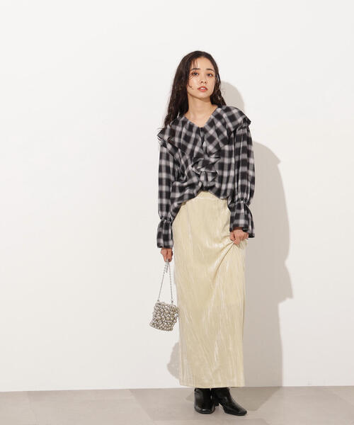 N.(N. Natural Beauty Basic)(エヌエヌナチュラルビューティーベーシック)の「【PS/低身長サイズ】ベロアナローマキシスカート(スカート・レディース・オリーブ/ブラック/ライトグリーン・P/S/MEDIUM)」の18枚目の写真