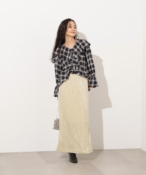 N.(N. Natural Beauty Basic)(エヌエヌナチュラルビューティーベーシック)の「【PS/低身長サイズ】ベロアナローマキシスカート(スカート・レディース・オリーブ/ブラック/ライトグリーン・P/S/MEDIUM)」の20枚目の写真