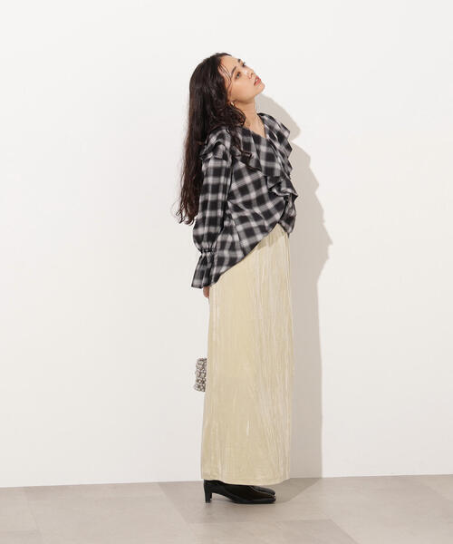 N.(N. Natural Beauty Basic)(エヌエヌナチュラルビューティーベーシック)の「【PS/低身長サイズ】ベロアナローマキシスカート(スカート・レディース・オリーブ/ブラック/ライトグリーン・P/S/MEDIUM)」の21枚目の写真