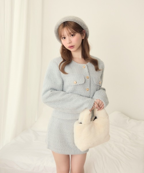 TITTY&CO.（ティティーアンドコー）の「パール付きシャギーベレー帽（ハンチング/ベレー帽・レディース・グレー/ブラック・FREE）」の11枚目の写真