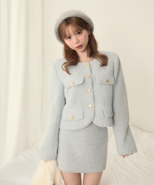 TITTY&CO.（ティティーアンドコー）の「パール付きシャギーベレー帽（ハンチング/ベレー帽・レディース・グレー/ブラック・FREE）」の9枚目の写真