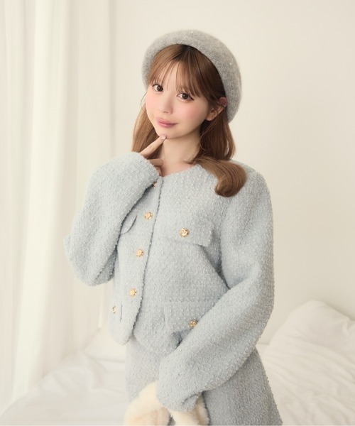 TITTY&CO.（ティティーアンドコー）の「パール付きシャギーベレー帽（ハンチング/ベレー帽・レディース・グレー/ブラック・FREE）」の8枚目の写真