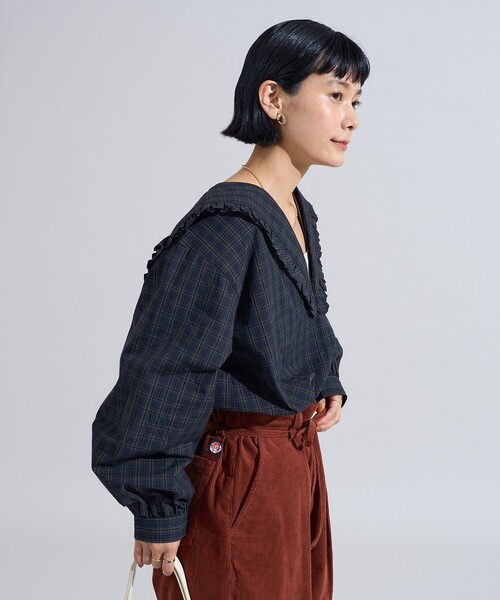 FREAK'S STORE(フリークスストア)の「チェック セーラーブラウス(シャツ/ブラウス・レディース・レッド/ネイビー・フリ-)」の9枚目の写真