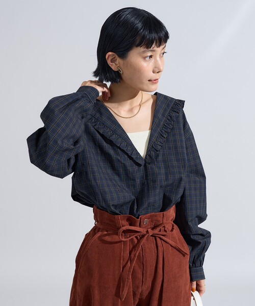 FREAK'S STORE(フリークスストア)の「チェック セーラーブラウス(シャツ/ブラウス・レディース・レッド/ネイビー・フリ-)」の12枚目の写真