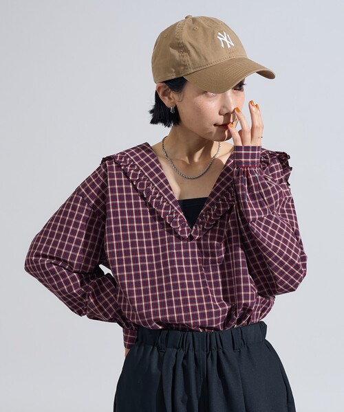 FREAK'S STORE(フリークスストア)の「チェック セーラーブラウス(シャツ/ブラウス・レディース・レッド/ネイビー・フリ-)」の18枚目の写真