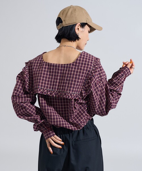FREAK'S STORE(フリークスストア)の「チェック セーラーブラウス(シャツ/ブラウス・レディース・レッド/ネイビー・フリ-)」の20枚目の写真