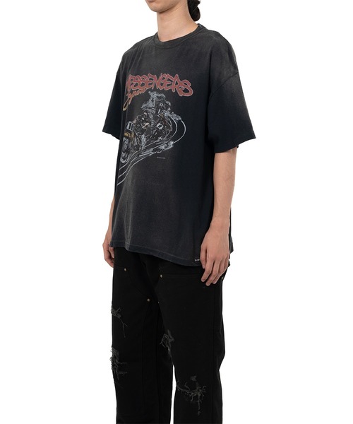 KAMIYA（カミヤ）の「"Motorbike Messengers" Distressed T-shirt（Tシャツ/カットソー・メンズ・ブラック/ホワイト/ブラウン・L/S/M）」の4枚目の写真