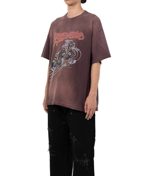 KAMIYA（カミヤ）の「"Motorbike Messengers" Distressed T-shirt（Tシャツ/カットソー・メンズ・ブラック/ホワイト/ブラウン・L/S/M）」の9枚目の写真