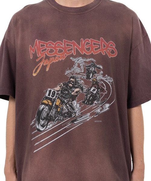 KAMIYA（カミヤ）の「"Motorbike Messengers" Distressed T-shirt（Tシャツ/カットソー・メンズ・ブラック/ホワイト/ブラウン・L/S/M）」の6枚目の写真