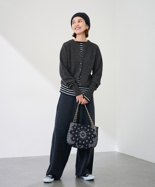 圧縮ウールクルーネックカーディガン（カーディガン/ボレロ