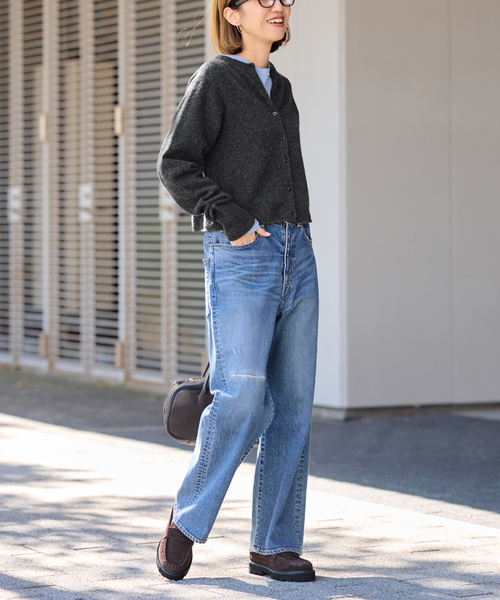 圧縮ウールクルーネックカーディガン（カーディガン/ボレロ