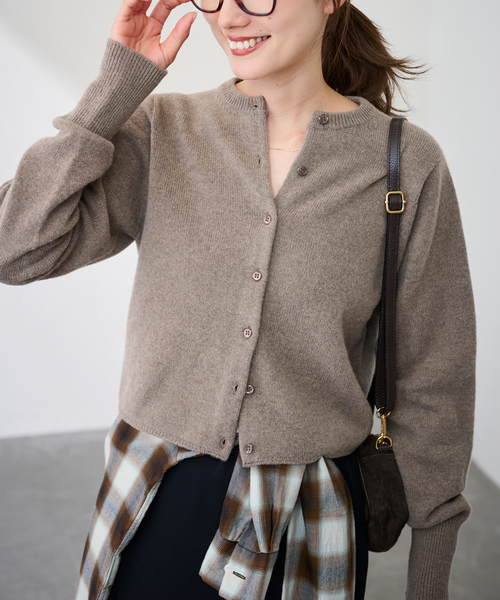 圧縮ウールクルーネックカーディガン（カーディガン/ボレロ