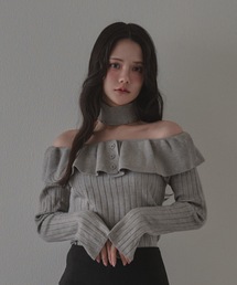 frill aurorina lib knit tops / フリルアウロリーナリブニットトップス