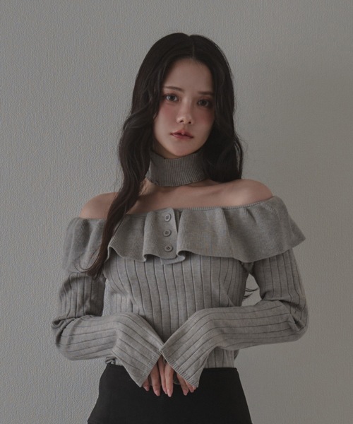 まりりん★アリス＋オリビア★フリルニットトップス andmary アイラニットリボントップス アンドマリー