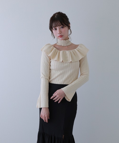 まりりん★アリス＋オリビア★フリルニットトップス andmary アイラニットリボントップス アンドマリー