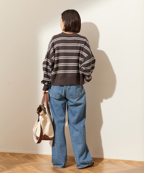 journal standard L'essage(ジャーナルスタンダードレサージュ)の「アゼボーダーポロニット(ニット/セーター・レディース・ブラック/ブラウン・FREE)」の10枚目の写真