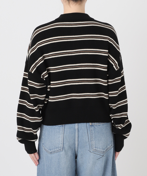 journal standard L'essage(ジャーナルスタンダードレサージュ)の「アゼボーダーポロニット(ニット/セーター・レディース・ブラック/ブラウン・FREE)」の18枚目の写真