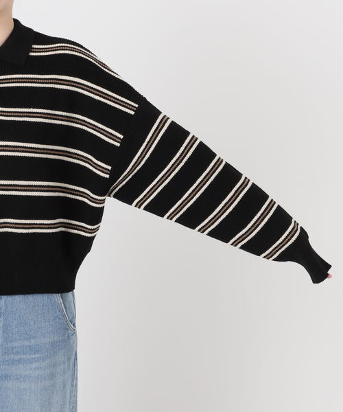 journal standard L'essage(ジャーナルスタンダードレサージュ)の「アゼボーダーポロニット(ニット/セーター・レディース・ブラック/ブラウン・FREE)」の19枚目の写真