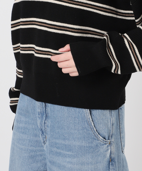 journal standard L'essage(ジャーナルスタンダードレサージュ)の「アゼボーダーポロニット(ニット/セーター・レディース・ブラック/ブラウン・FREE)」の20枚目の写真