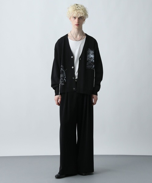 セール】ドローイングモチーフカーディガン(HARE)（カーディガン