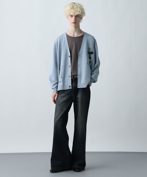 セール】ドローイングモチーフカーディガン(HARE)（カーディガン