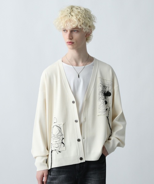 HARE（ハレ）の「ドローイングモチーフカーディガン(HARE)（カーディガン/ボレロ・メンズ・ホワイト/ブラック/ブルー・FREE）」の10枚目の写真