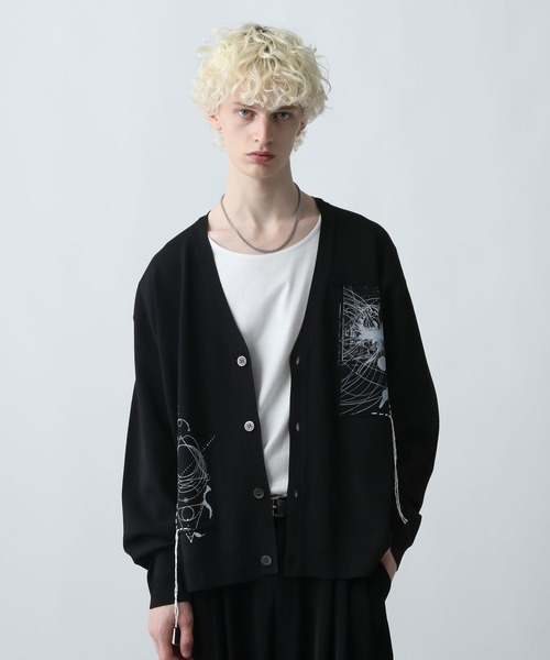 HARE（ハレ）の「ドローイングモチーフカーディガン(HARE)（カーディガン/ボレロ・メンズ・ホワイト/ブラック/ブルー・FREE）」の12枚目の写真
