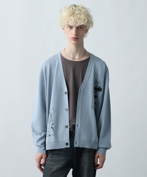 セール】ドローイングモチーフカーディガン(HARE)（カーディガン
