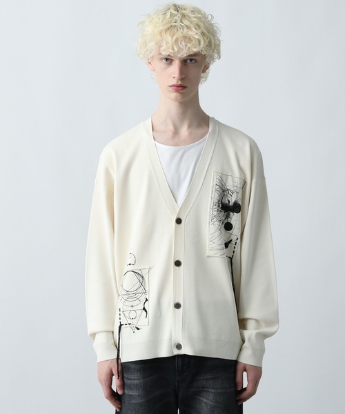 HARE（ハレ）の「ドローイングモチーフカーディガン(HARE)（カーディガン/ボレロ・メンズ・ホワイト/ブラック/ブルー・FREE）」の14枚目の写真