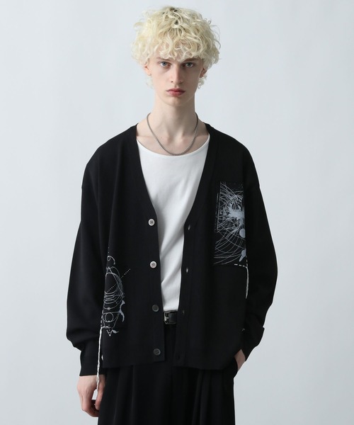 セール】ドローイングモチーフカーディガン(HARE)（カーディガン