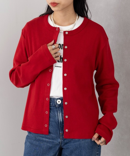 Healthknit(ヘルスニット)の「【Healthknit】Classic Fraise Crewnec Crign L/S(カーディガン/ボレロ・レディース・アイボリー系2/レッド/ブラック/ナチュラル・FREE)」の4枚目の写真
