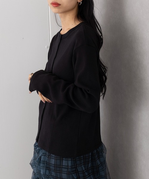 Healthknit(ヘルスニット)の「【Healthknit】Classic Fraise Crewnec Crign L/S(カーディガン/ボレロ・レディース・アイボリー系2/レッド/ブラック/ナチュラル・FREE)」の2枚目の写真