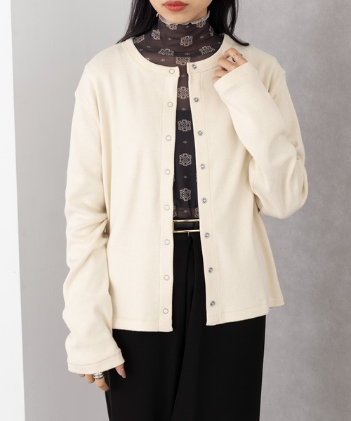 Healthknit(ヘルスニット)の「【Healthknit】Classic Fraise Crewnec Crign L/S(カーディガン/ボレロ・レディース・アイボリー系2/レッド/ブラック/ナチュラル・FREE)」の5枚目の写真