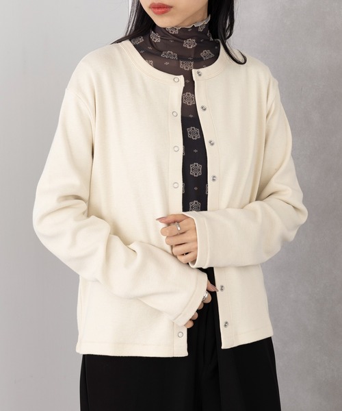 Healthknit(ヘルスニット)の「【Healthknit】Classic Fraise Crewnec Crign L/S(カーディガン/ボレロ・レディース・アイボリー系2/レッド/ブラック/ナチュラル・FREE)」の6枚目の写真