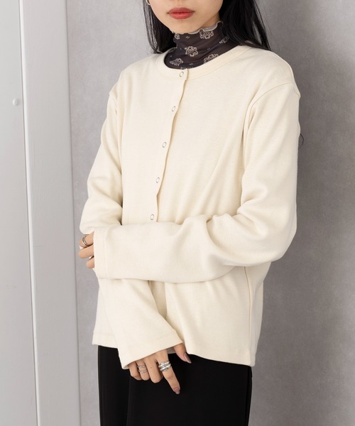 Healthknit(ヘルスニット)の「【Healthknit】Classic Fraise Crewnec Crign L/S(カーディガン/ボレロ・レディース・アイボリー系2/レッド/ブラック/ナチュラル・FREE)」の7枚目の写真