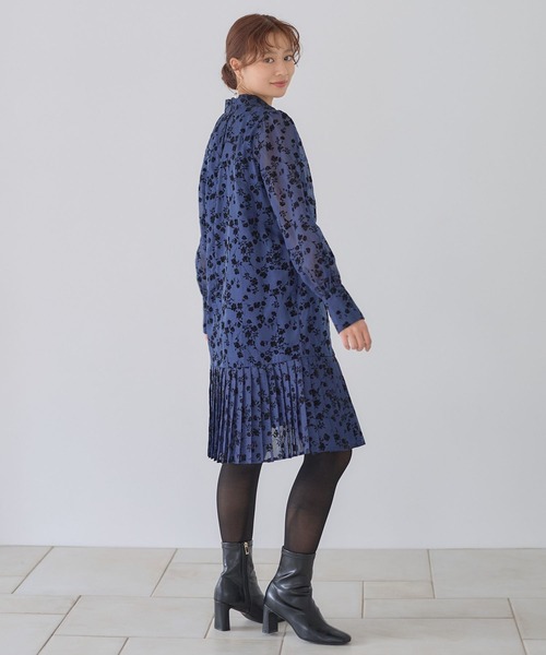 Andemiu（アンデミュウ）の「シアーフロッキーキリカエミニワンピース598278（ワンピース・レディース・ネイビー/ブラック/オフホワイト・FREE）」の3枚目の写真