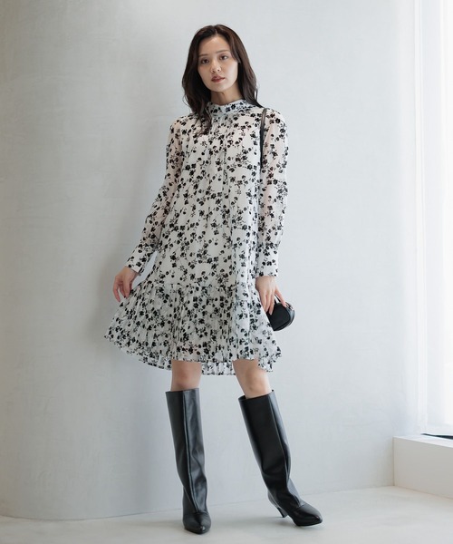 Andemiu（アンデミュウ）の「シアーフロッキーキリカエミニワンピース598278（ワンピース・レディース・ネイビー/ブラック/オフホワイト・FREE）」の4枚目の写真