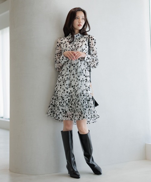 Andemiu（アンデミュウ）の「シアーフロッキーキリカエミニワンピース598278（ワンピース・レディース・ネイビー/ブラック/オフホワイト・FREE）」の6枚目の写真