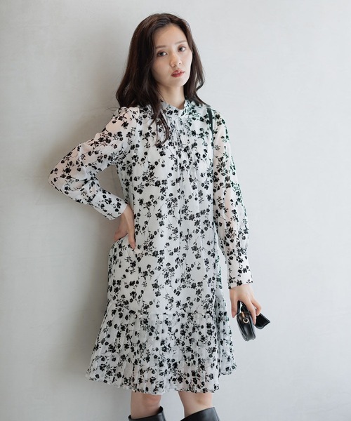 Andemiu（アンデミュウ）の「シアーフロッキーキリカエミニワンピース598278（ワンピース・レディース・ネイビー/ブラック/オフホワイト・FREE）」の7枚目の写真