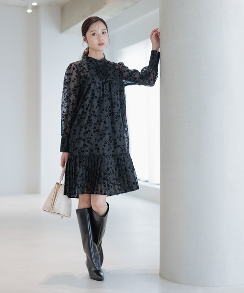 Andemiu（アンデミュウ）の「シアーフロッキーキリカエミニワンピース598278（ワンピース・レディース・ネイビー/ブラック/オフホワイト・FREE）」の9枚目の写真