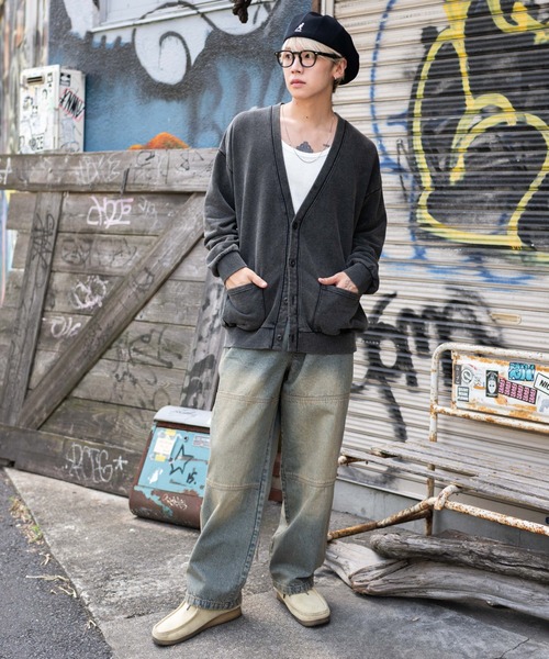 WEGO（ウィゴー）の「WEGO/【25年秋冬新作】イージーダブルニーパンツ（デニムパンツ・メンズ・ブラウン/ブラック系3/ベージュ/スカイブルー・MEDIUM/LARGE）」の8枚目の写真