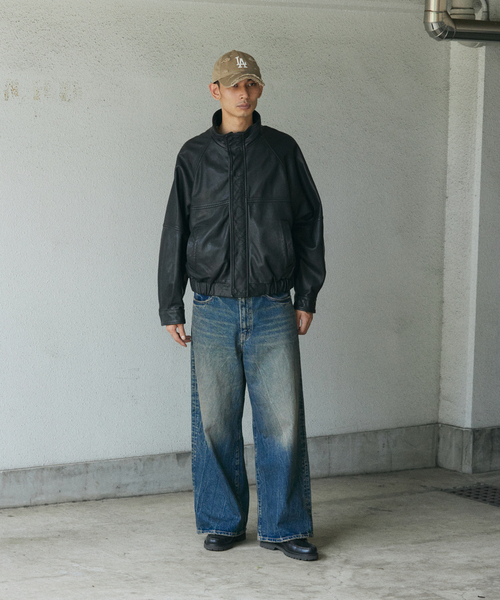 JOURNAL STANDARD（ジャーナルスタンダード）の「シープ レザー ウォッシュド スタンド ブルゾン（ライダースジャケット・メンズ・ブラック/ブラウン・MEDIUM/LARGE）」の11枚目の写真