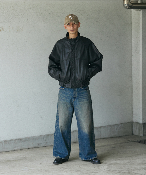 JOURNAL STANDARD（ジャーナルスタンダード）の「シープ レザー ウォッシュド スタンド ブルゾン（ライダースジャケット・メンズ・ブラック/ブラウン・MEDIUM/LARGE）」の12枚目の写真