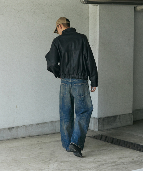 JOURNAL STANDARD（ジャーナルスタンダード）の「シープ レザー ウォッシュド スタンド ブルゾン（ライダースジャケット・メンズ・ブラック/ブラウン・MEDIUM/LARGE）」の14枚目の写真