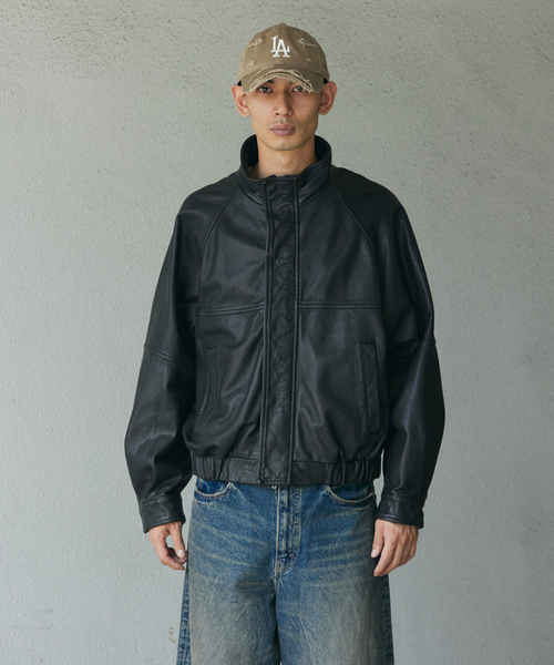 JOURNAL STANDARD（ジャーナルスタンダード）の「シープ レザー ウォッシュド スタンド ブルゾン（ライダースジャケット・メンズ・ブラック/ブラウン・MEDIUM/LARGE）」の15枚目の写真