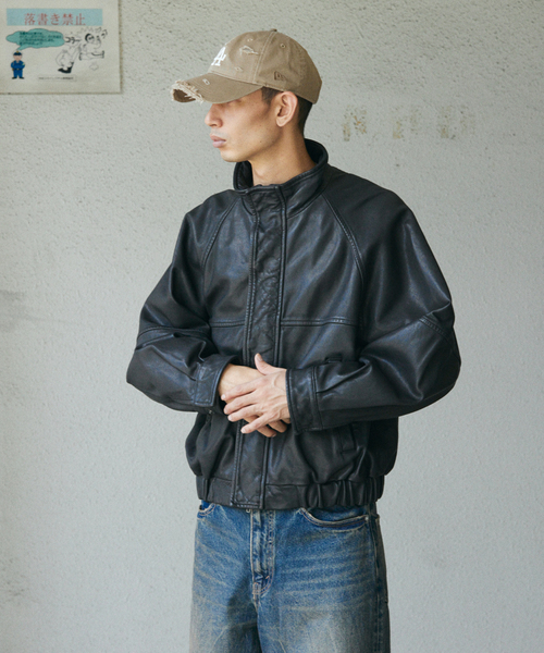 JOURNAL STANDARD（ジャーナルスタンダード）の「シープ レザー ウォッシュド スタンド ブルゾン（ライダースジャケット・メンズ・ブラック/ブラウン・MEDIUM/LARGE）」の17枚目の写真