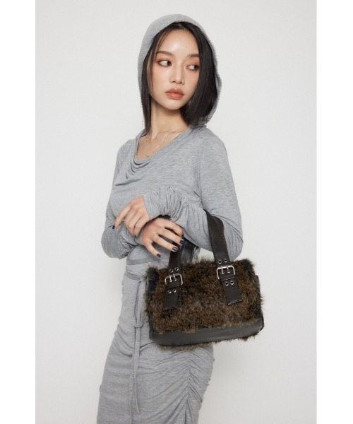 LAGUA GEM（ラグアジェム）の「FAUX FUR COMPACT バッグ（ハンドバッグ・レディース・ブラウン/ブラック・FREE）」の8枚目の写真